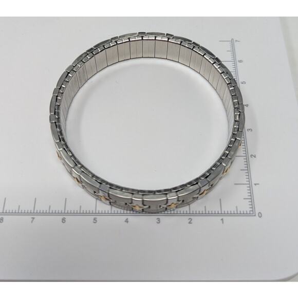 MiLor Italy Stainless Steel & 18K Gold Stretch Bracelet – 8", 23.69g - Picture 3 of 6